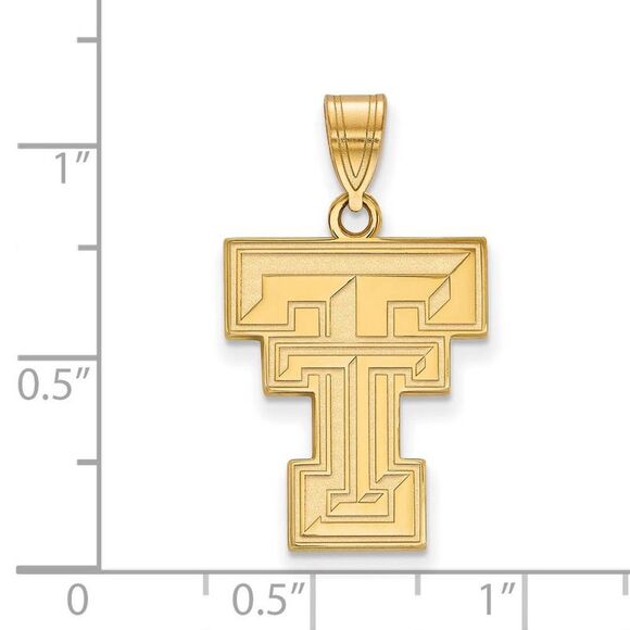 10k Yellow Gold Texas Tech U. Large 'TT' Pendant - Picture 2 of 3